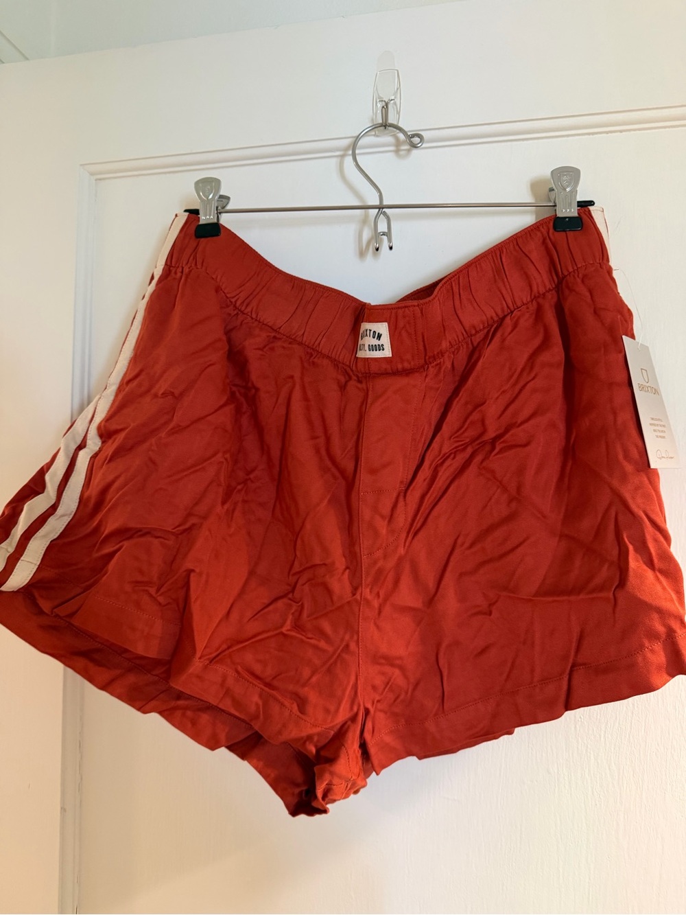 Brixton Red Athletic Shorts with White Side Stripes